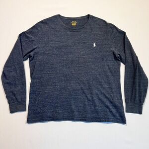 Polo Ralph Lauren T-Shirt Long Sleeve Pullover Pony Heather Blue Men's Large